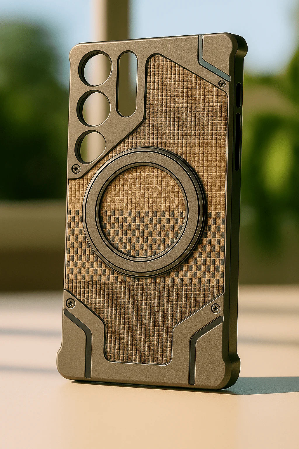 Heavy-Duty Armor Woven Back Case – Magnetic Ring Edition - Qevolta.store